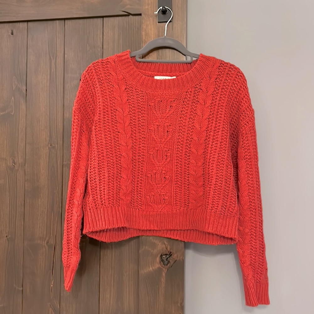 Lush | Red Cropped Cable Knit Sweater | Size S